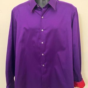 Robert Graham purple button up designer shirt, XL, in excellent condition